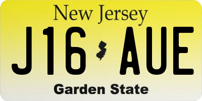 NJ license plate J16AUE