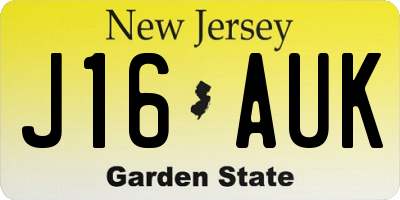 NJ license plate J16AUK