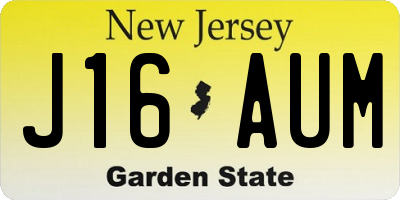 NJ license plate J16AUM
