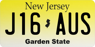NJ license plate J16AUS