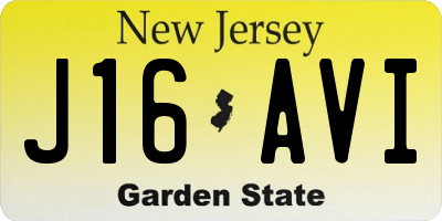 NJ license plate J16AVI