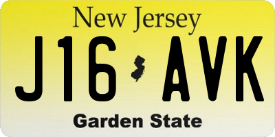 NJ license plate J16AVK
