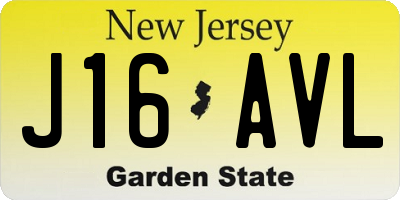 NJ license plate J16AVL