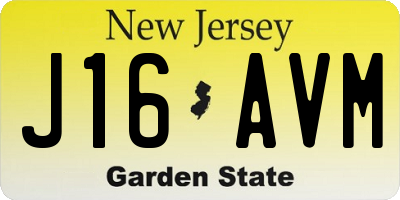 NJ license plate J16AVM
