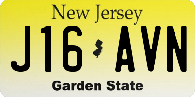 NJ license plate J16AVN
