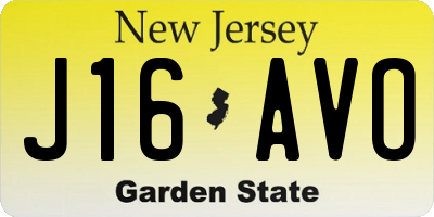 NJ license plate J16AVO