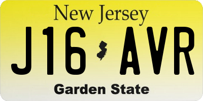 NJ license plate J16AVR