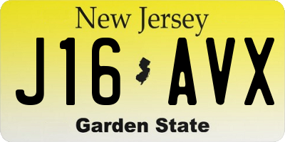 NJ license plate J16AVX