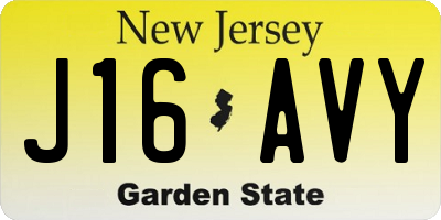 NJ license plate J16AVY