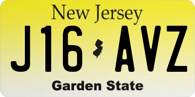 NJ license plate J16AVZ