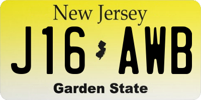 NJ license plate J16AWB