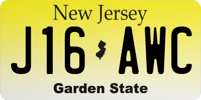 NJ license plate J16AWC