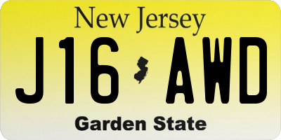 NJ license plate J16AWD