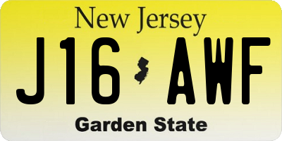 NJ license plate J16AWF