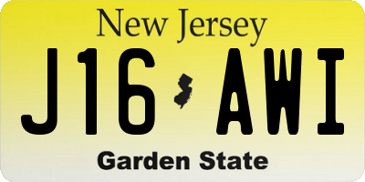 NJ license plate J16AWI