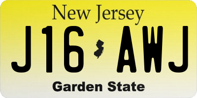 NJ license plate J16AWJ