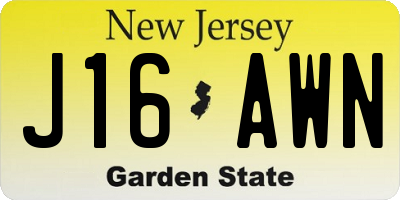 NJ license plate J16AWN