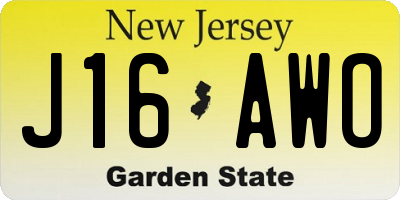 NJ license plate J16AWO