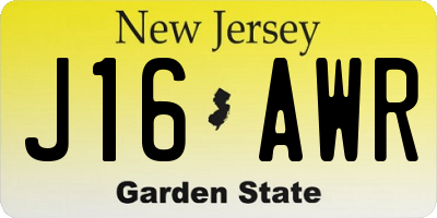 NJ license plate J16AWR