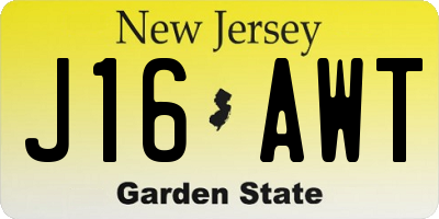 NJ license plate J16AWT