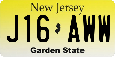 NJ license plate J16AWW