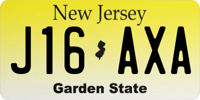 NJ license plate J16AXA