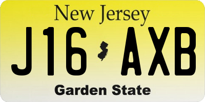 NJ license plate J16AXB