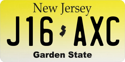 NJ license plate J16AXC
