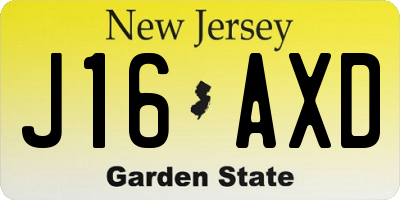 NJ license plate J16AXD