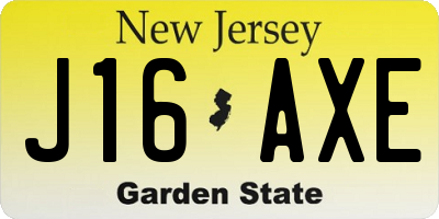 NJ license plate J16AXE