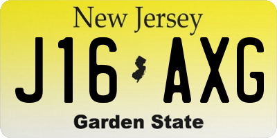 NJ license plate J16AXG