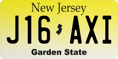 NJ license plate J16AXI