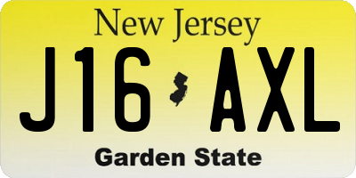 NJ license plate J16AXL