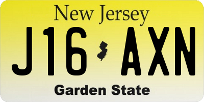 NJ license plate J16AXN
