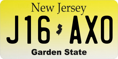 NJ license plate J16AXO