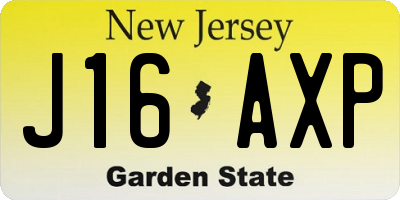 NJ license plate J16AXP