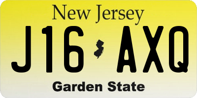 NJ license plate J16AXQ