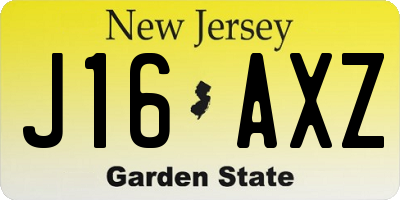 NJ license plate J16AXZ
