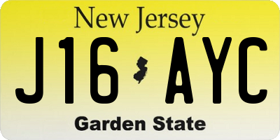 NJ license plate J16AYC