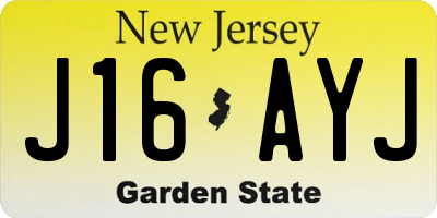 NJ license plate J16AYJ