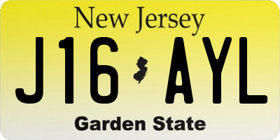 NJ license plate J16AYL