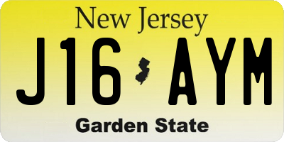 NJ license plate J16AYM