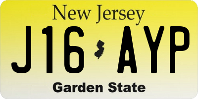 NJ license plate J16AYP