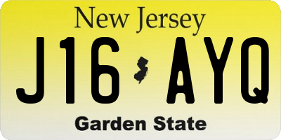 NJ license plate J16AYQ