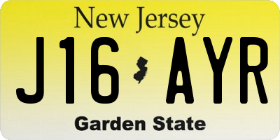 NJ license plate J16AYR