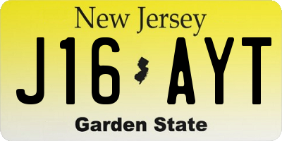 NJ license plate J16AYT
