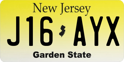 NJ license plate J16AYX