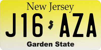 NJ license plate J16AZA
