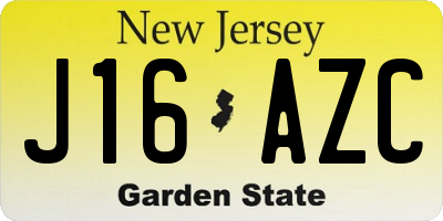 NJ license plate J16AZC