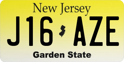 NJ license plate J16AZE